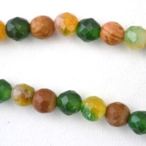 Multi Color Green Agate Faceted Round Gemstones